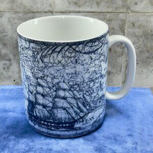 222 Fifth Due North Blue Mug With Nautical Map & Clipper Ship Design